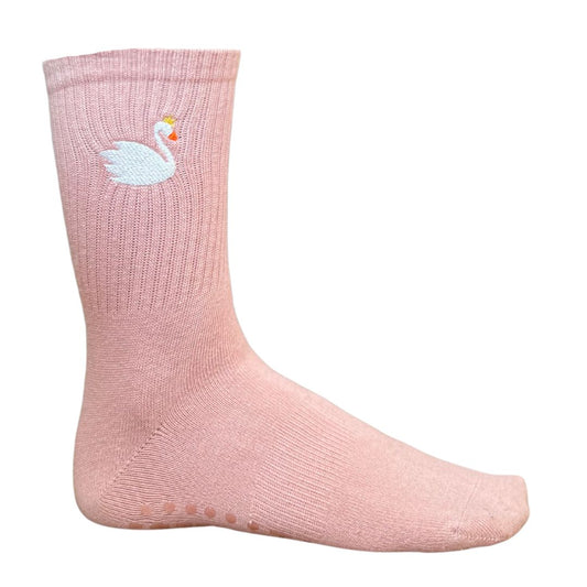 HEXSOX - Embroidered Crew Socks - White Swan Queen